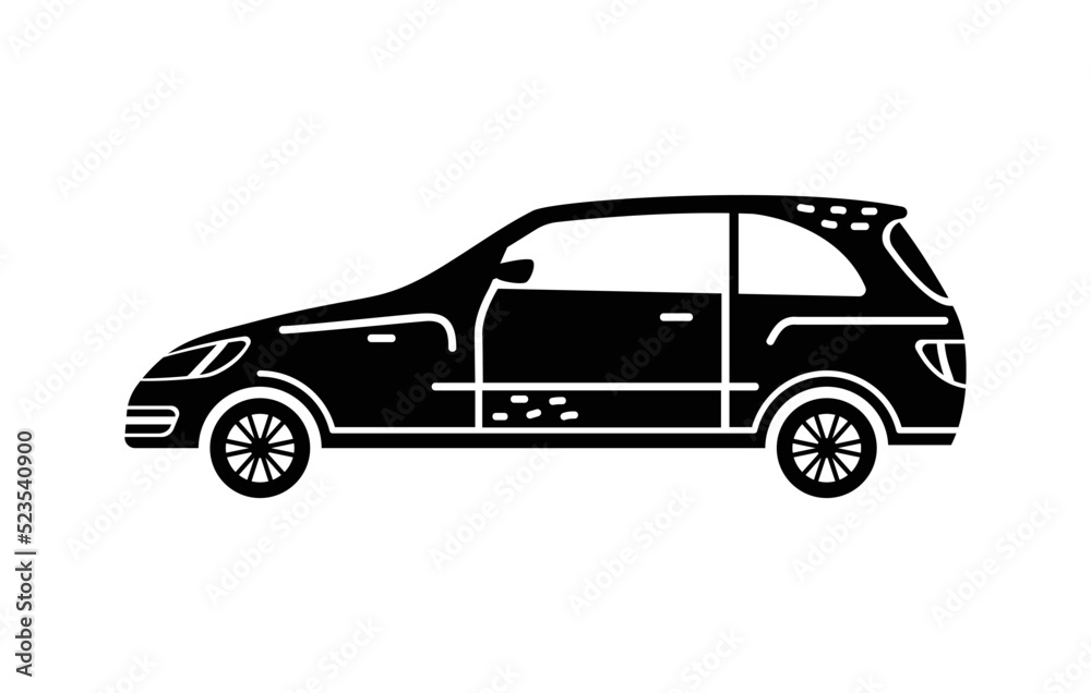 Vector hand-drawn illustration of a car. Personal vehicles.