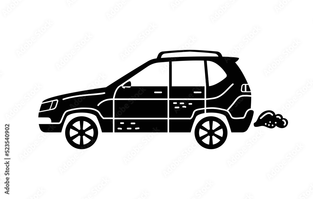 Vector hand-drawn illustration of a car. Personal vehicles. Vector hand-drawn illustration of a car. Personal vehicles.