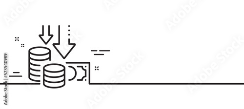Deflation line icon. Price reduction sign. Reduce rate symbol. Minimal line illustration background. Deflation line icon pattern banner. White web template concept. Vector