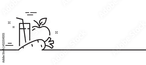 Juice line icon. Fresh apple and carrot drink sign. Fruit beverage symbol. Minimal line illustration background. Juice line icon pattern banner. White web template concept. Vector