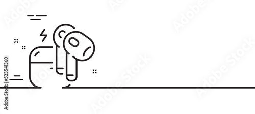 Headset line icon. Mobile accessories sign. Earphones or headphone symbol. Minimal line illustration background. Headset line icon pattern banner. White web template concept. Vector