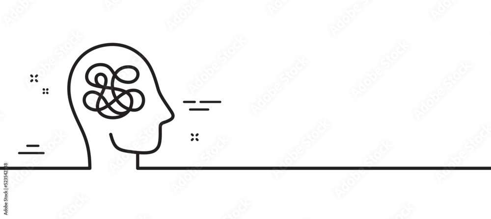 Anxiety line icon. Stress or Think worry sign. Mental health symbol. Minimal line illustration background. Anxiety line icon pattern banner. White web template concept. Vector Anxiety line icon. Stress or Think worry sign. Mental health symbol. Minimal line illustration background. Anxiety line icon pattern banner. White web template concept. Vector