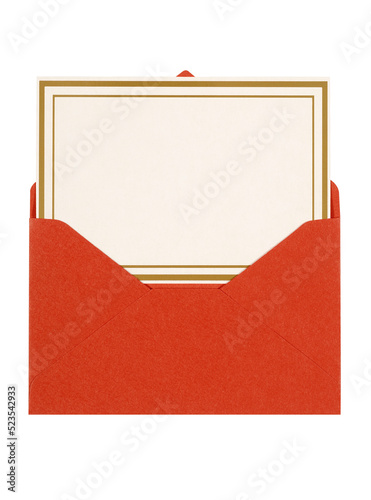 Invitation card with red envelope isolated transparent background photo PNG file