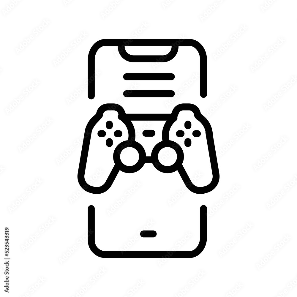 Game streaming in phone line icon. Online promotion Game streaming in phone line icon. Online promotion
