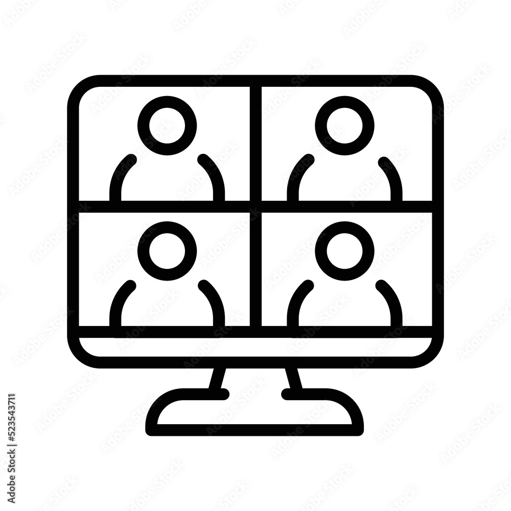 Online meeting line icon. Transmission tower Online meeting line icon. Transmission tower