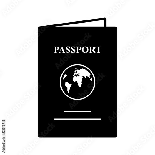 Vector black icon passport. Glyph style ID. isolated