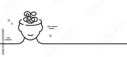 Anxiety line icon. Stress or Think worry sign. Mental health symbol. Minimal line illustration background. Anxiety line icon pattern banner. White web template concept. Vector