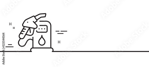 Petrol station line icon. Filling station sign. Diesel fuel symbol. Minimal line illustration background. Petrol station line icon pattern banner. White web template concept. Vector