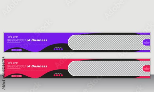 Creative modern YouTube channel banner designs template. Channel cover design layout 