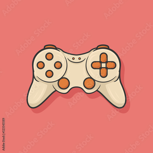 Game stick control illustration on pink background photo