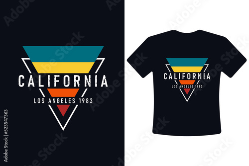 California, Los Angeles vintage style t-shirt design. T shirt print design with the retro color set. Typography for t-shirt design, apparel and clothing