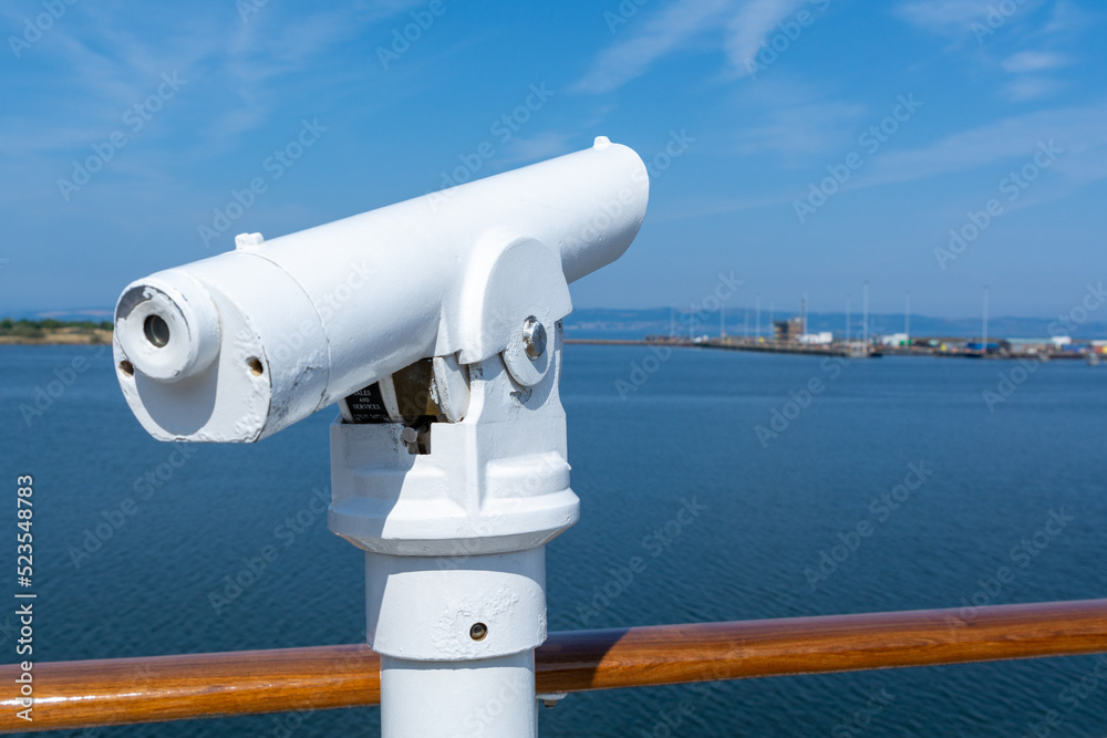 Periscope on the deck of a ship with copy space