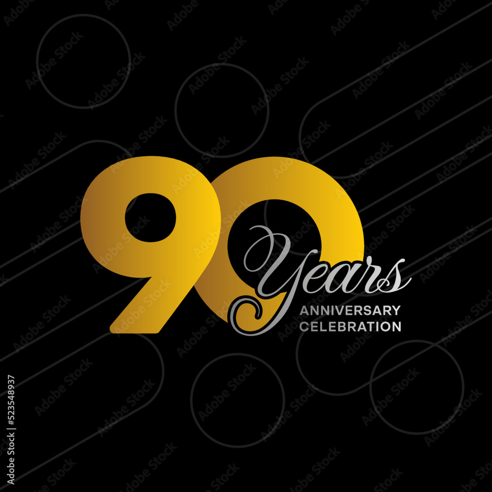 Obraz premium 90 years anniversary logotype. Golden anniversary celebration template design, Vector illustrations.