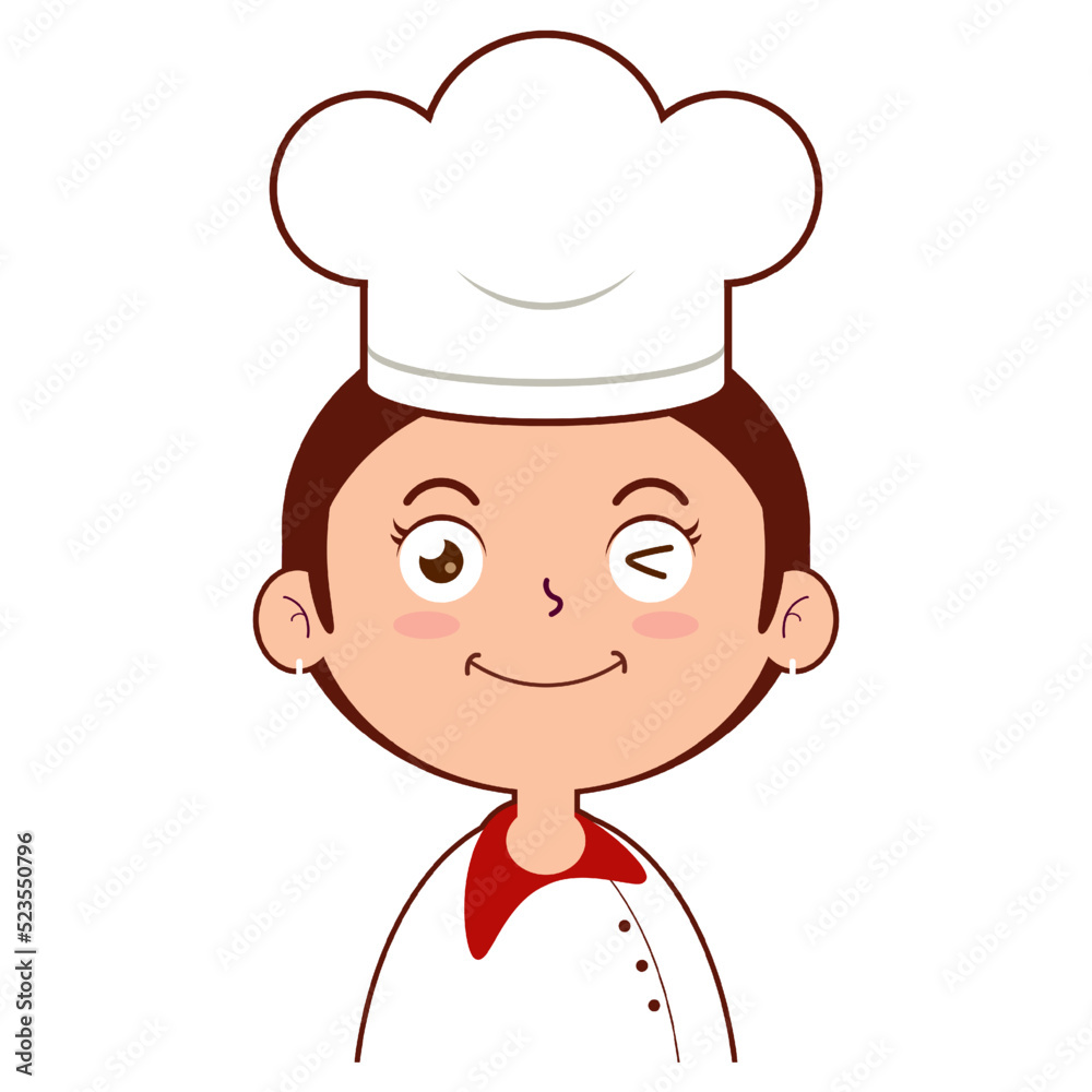 girl chef happy face cartoon cute girl chef happy face cartoon cute