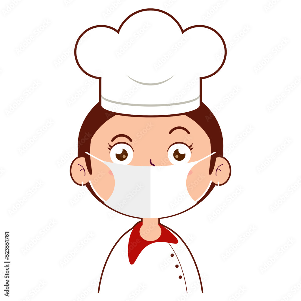 girl chef happy face cartoon cute girl chef happy face cartoon cute