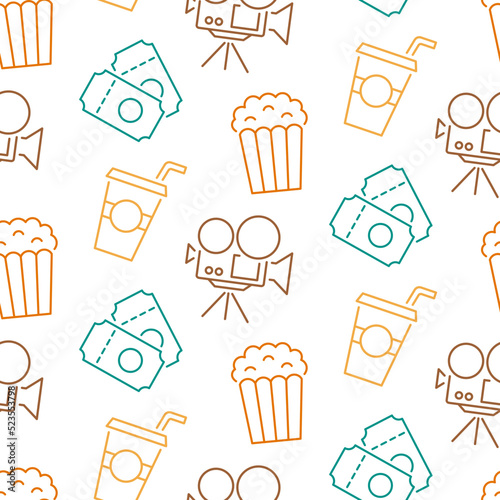 Cinema seamless pattern with icons