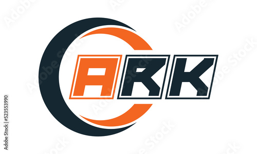 ARK three-letter circle logo design. custom font logo vector template | abstract logo | word mark logo | letter mark logo | business logo | minimalist logo | font logo |