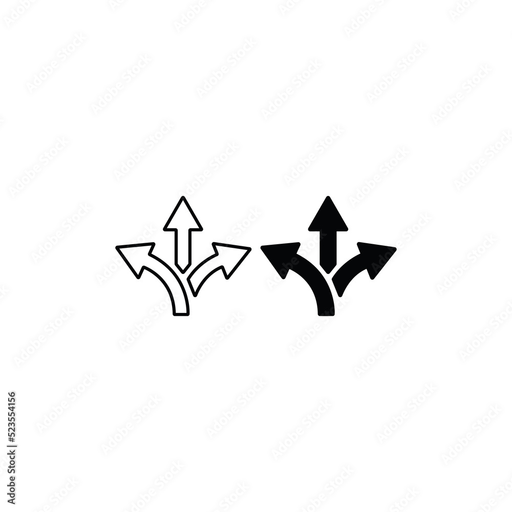 Three way icon vector. Way sign Three way icon vector. Way sign