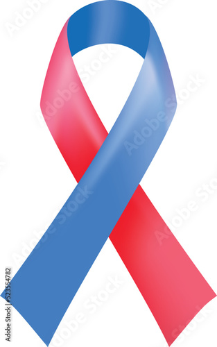 Realistic blue and red silk ribbon with a loop. pray for Haiti affected by the earthquake, wildfire and other natural disasters. Vector illustration