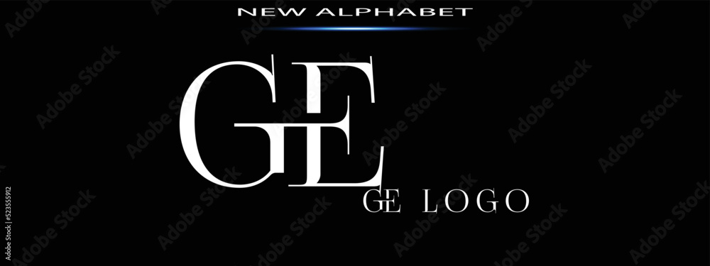 Monogram GE LOGO Abstract Fashion font alphabet. Minimal modern urban fonts for logo, brand etc. Typography typeface uppercase lowercase and number. vector illustration