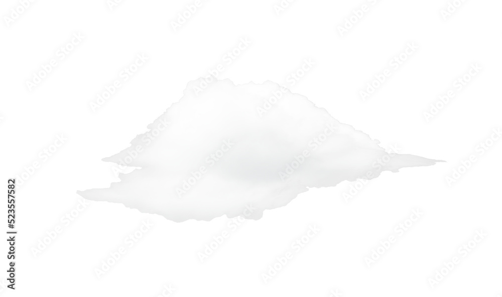 Large single white cloudy isolated on transparent background with clipping path