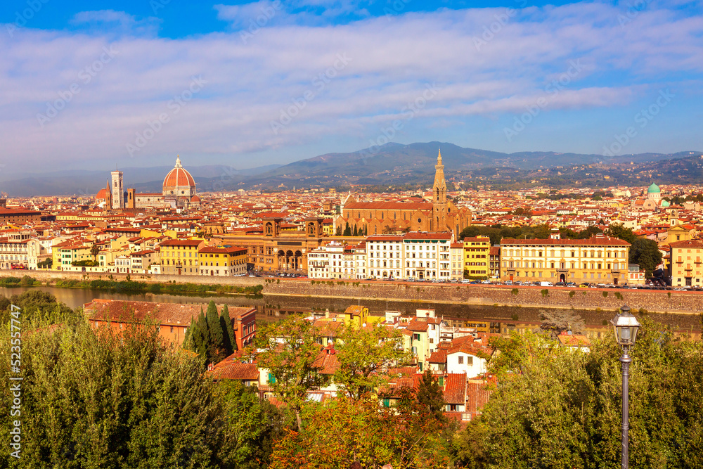 Aerial view of Florence, Italy with Duomo
