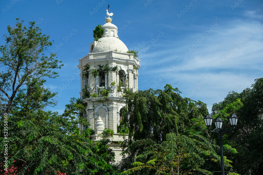 Bell tower of the Metropolitan Cathedral of Saint Paul in Vigan, Luzon Island, Philippines.