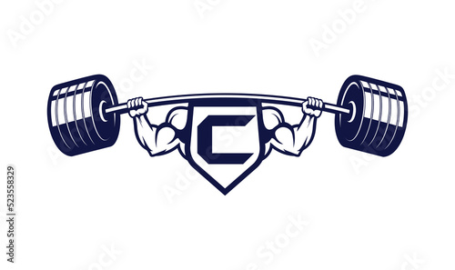 Letter C Logo With muscular shape. Fitness Gym logo.