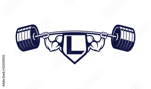 Letter L Logo With muscular shape. Fitness Gym logo.