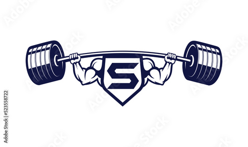 Letter S Logo With muscular shape. Fitness Gym logo.
