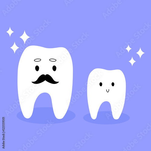 Wisdom tooth vector cartoon illustration. Childrens dental Clinic illustration. Children dental treatment 