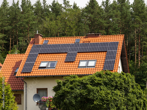 solar panels on roof of house garage renewable energy 