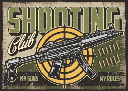 Shooting club element colorful vintage