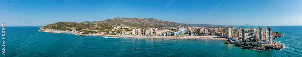 Oropesa del Mar, Spain - August 2022 - Panorama of Oropesa del Mar, Spain during the summer holiday season