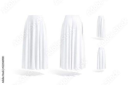 Blank white women maxi skirt mockup, different views photo