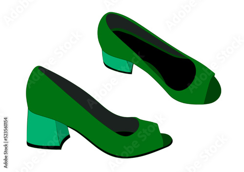 Fashionable women's shoes with heels. Women's shoe model. Stylish accessory. Flat style.