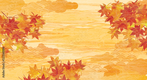 秋の紅葉　和風背景イラスト