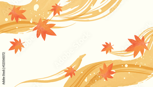 秋の紅葉　和風背景イラスト