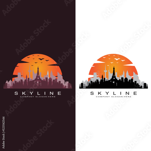 Photography City Skyline,Skyscraper for Urban Real Estate Building Logo Design Vector