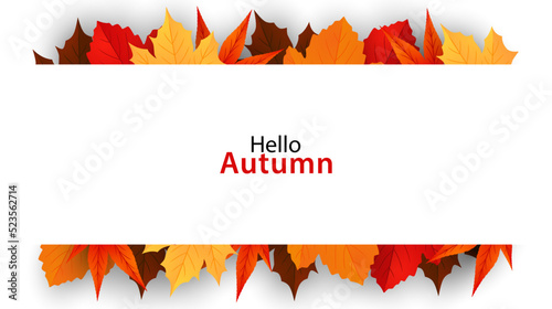 Autumn white background with maple leaves. Fall template 
design for banner, poster, flyer, card, cover. Vector illustration