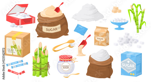 Sugar in different package isolated vector set