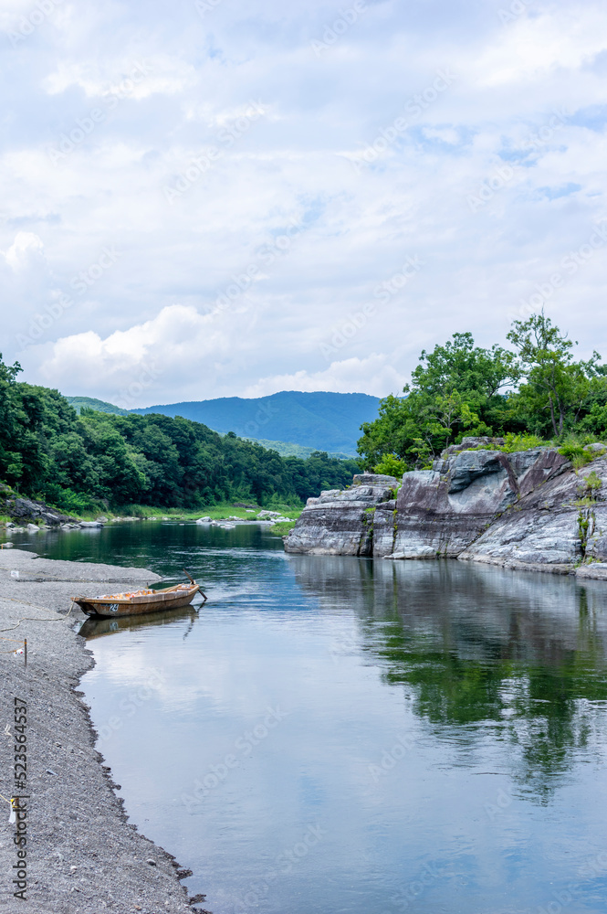Fototapeta premium 長瀞町を流れる荒川と大きな岩