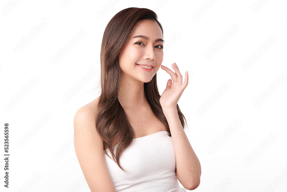 Beautiful young asian woman with clean fresh skin on white background, Face care, Facial treatment, Cosmetology, beauty and spa, Asian women portrait. Beautiful young asian woman with clean fresh skin on white background, Face care, Facial treatment, Cosmetology, beauty and spa, Asian women portrait.