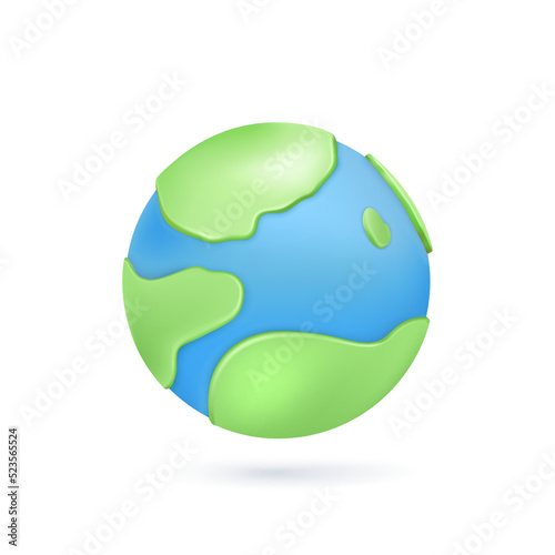 Cartoon planet Earth on white background. Planet Earth day or Environment day concept.