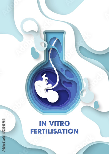 In vitro fertilization medical paper cut vector