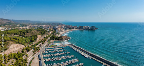 Oropesa del Mar, Spain - August 2022 - Panorama of Oropesa del Mar with Club Nautico