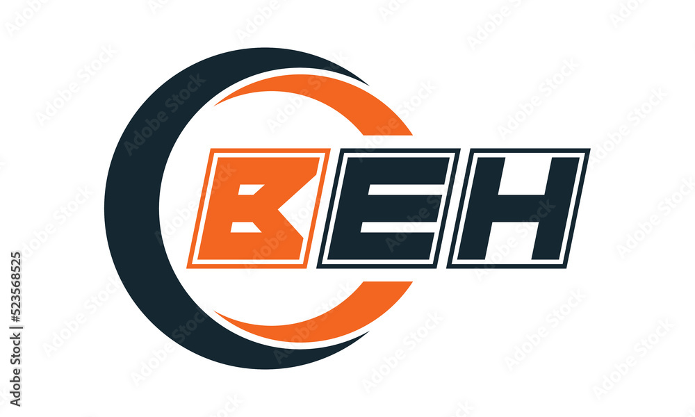 BEH three-letter circle logo design. custom font logo vector template ...