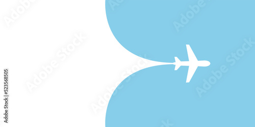 The plane takes off, leaving behind an empty space. Place for your advertisement. Vector illustration.