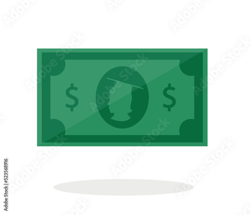 education costs. school payments. Money concept vector icon, symbol, sign, illustration on isolated background.

