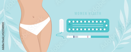 set of female hygiene products menstruation woman body